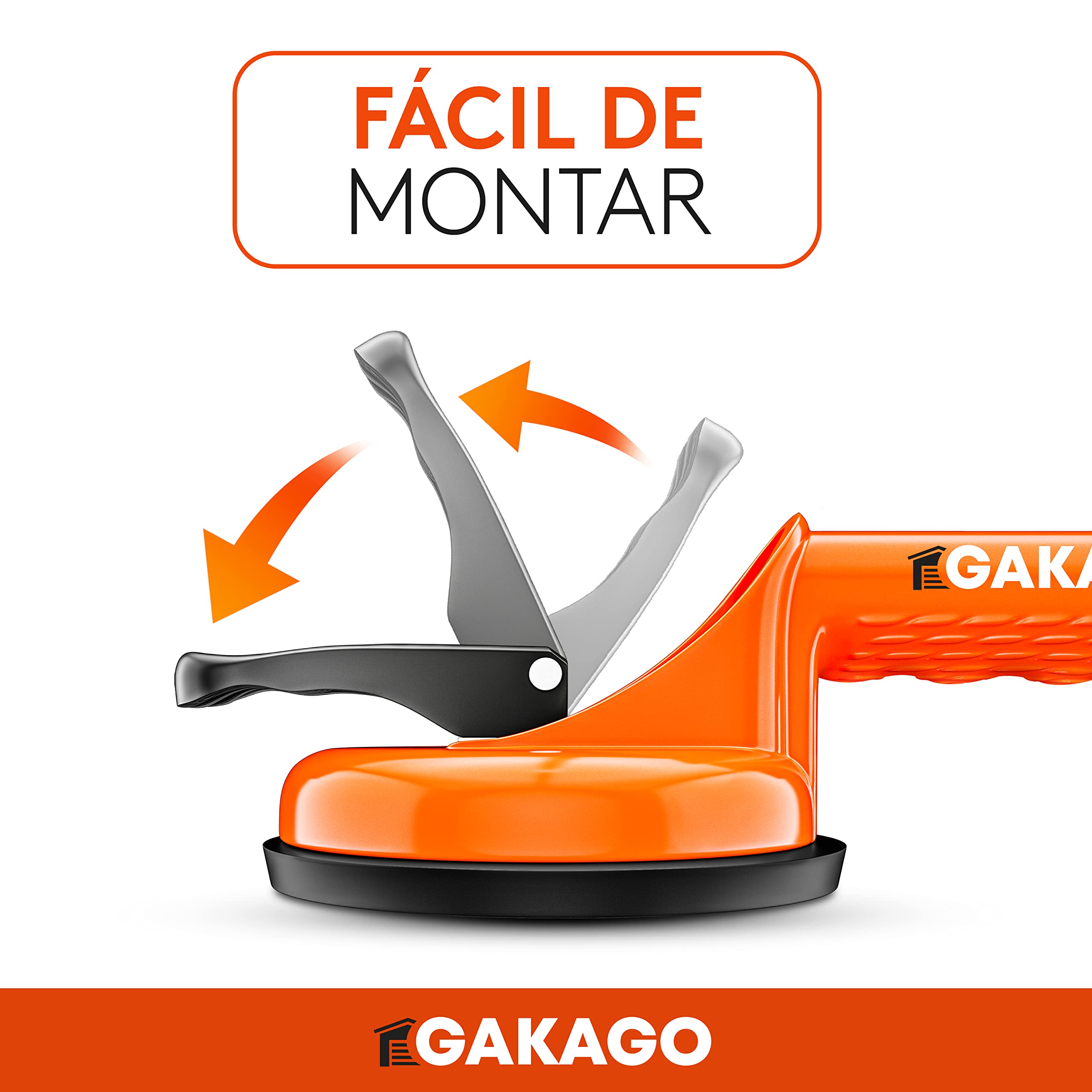 Gakago Ventosa (paquete de 2) - Asas de succión ergonómicas y antideslizantes - Ventosa con capacidad de carga de 120 kg para transportar baldosas, laminados, paneles y vidrio