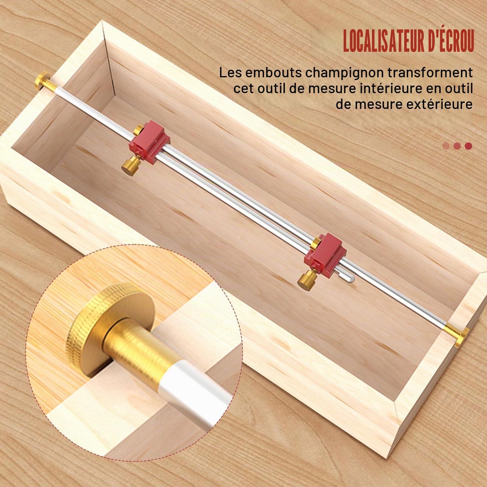 Règle circulaire de traçage du bois, 3 en 1 barre modulaire de jauge de barre, outil de dessin, outil de positionnement pour les mesures intérieures et extérieures