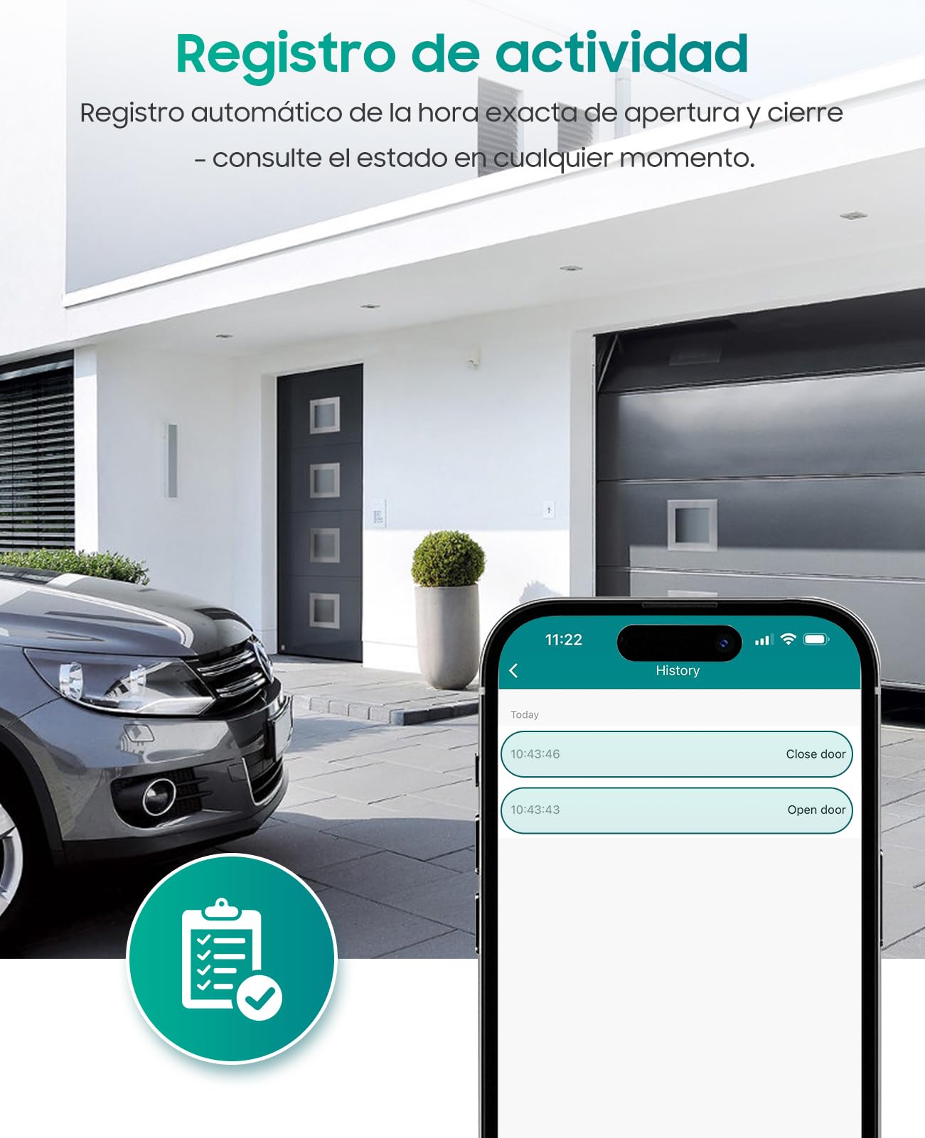 Yomogi Abrepuertas de Garaje Wi-Fi, Módulo de Interruptor Inteligente para Garaje, Control por Voz y Programación, Compatible con Alexa/Google Home/Smart Life, Fácil de Instalar