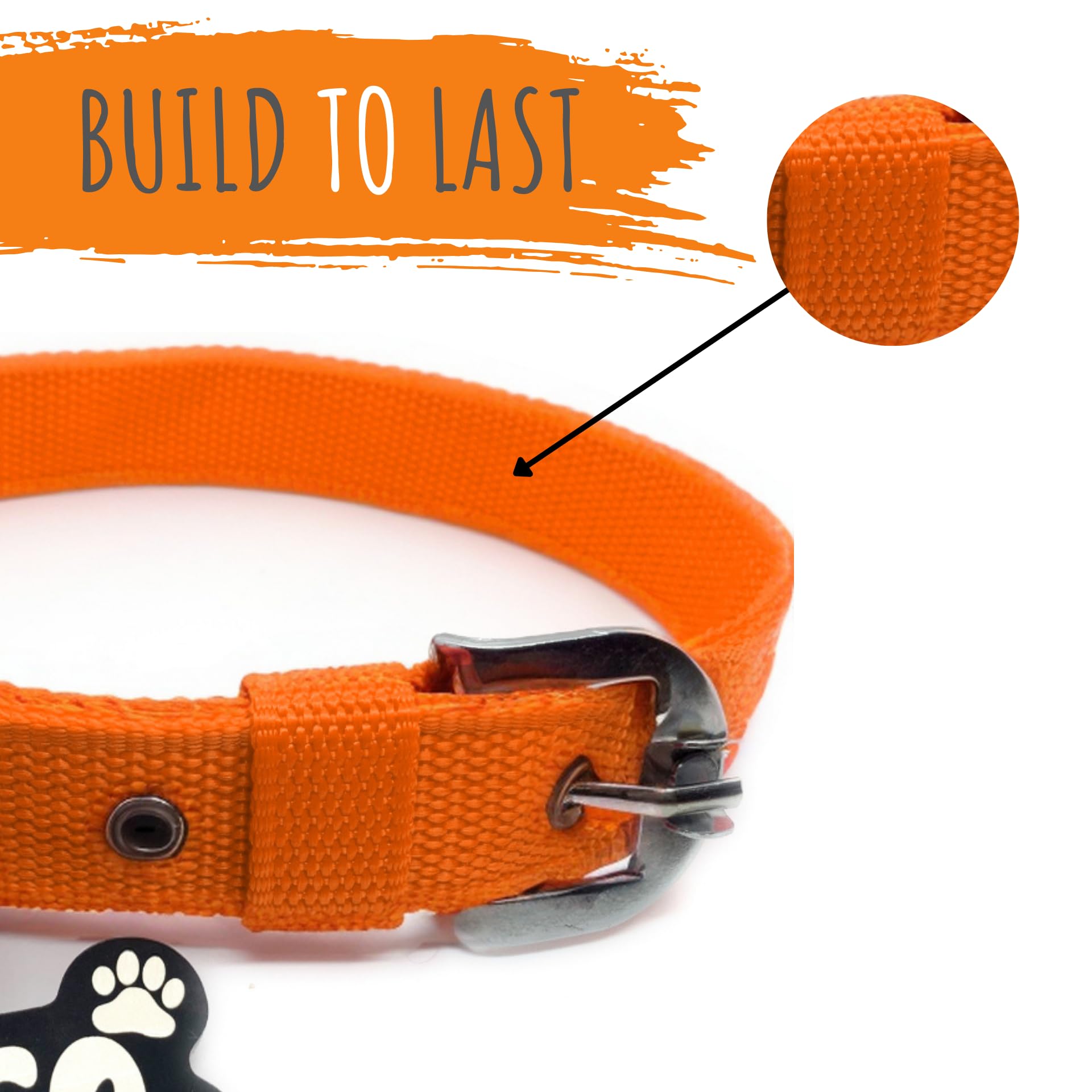 PAWPRO HANDMADE Naylon Dog Collar Belt with Customizable Dog Name Tag Soft Comfy Pet Collar (Sunset, Medium) 3