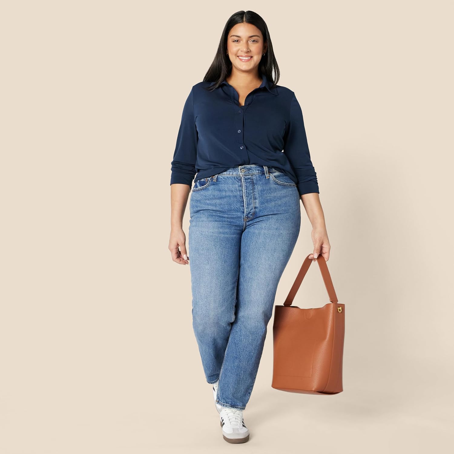 Amazon Essentials Womens Regular-Fit Matte Jersey Button-Down Shirt - Image 7