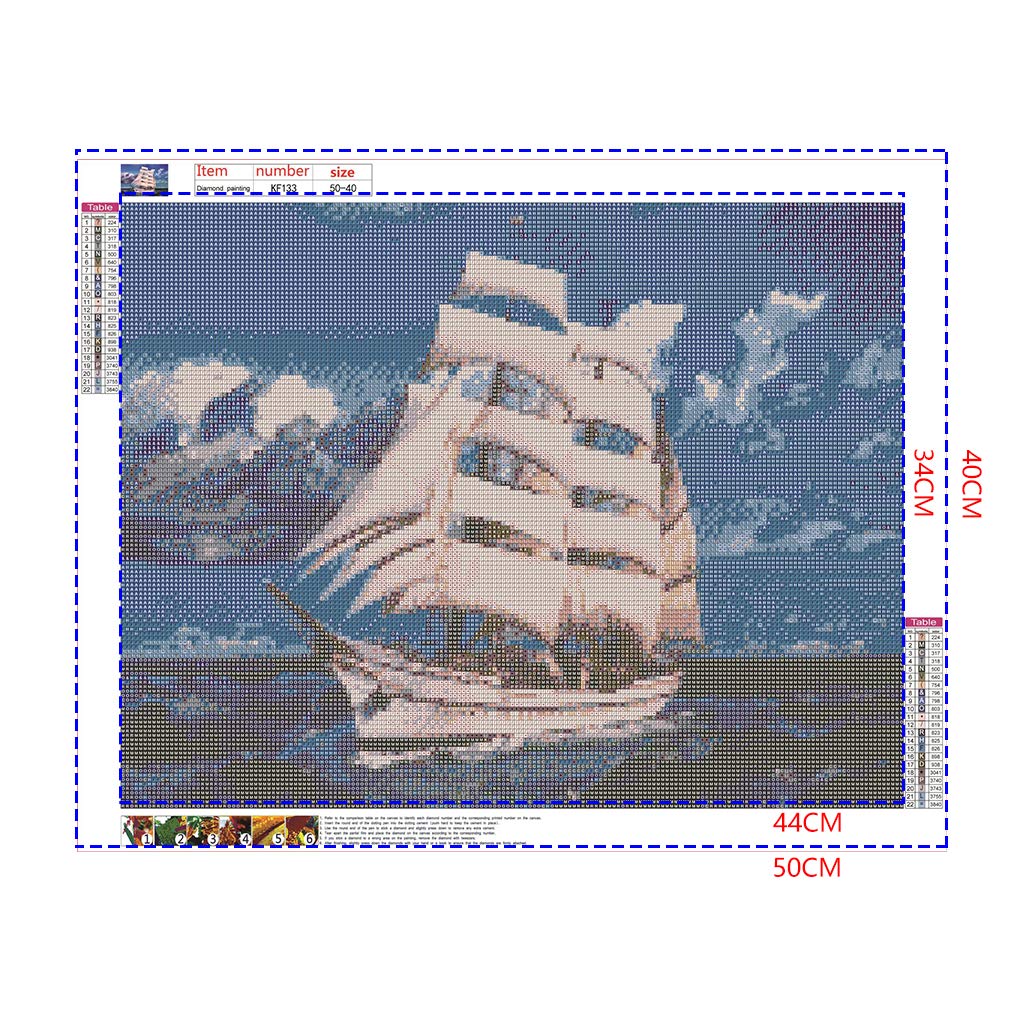 DIY 5D Diamond Painting Segelboot, 30x40 Cm – Diamant-Malerei-Set Mit Leinwand & Werkzeug
