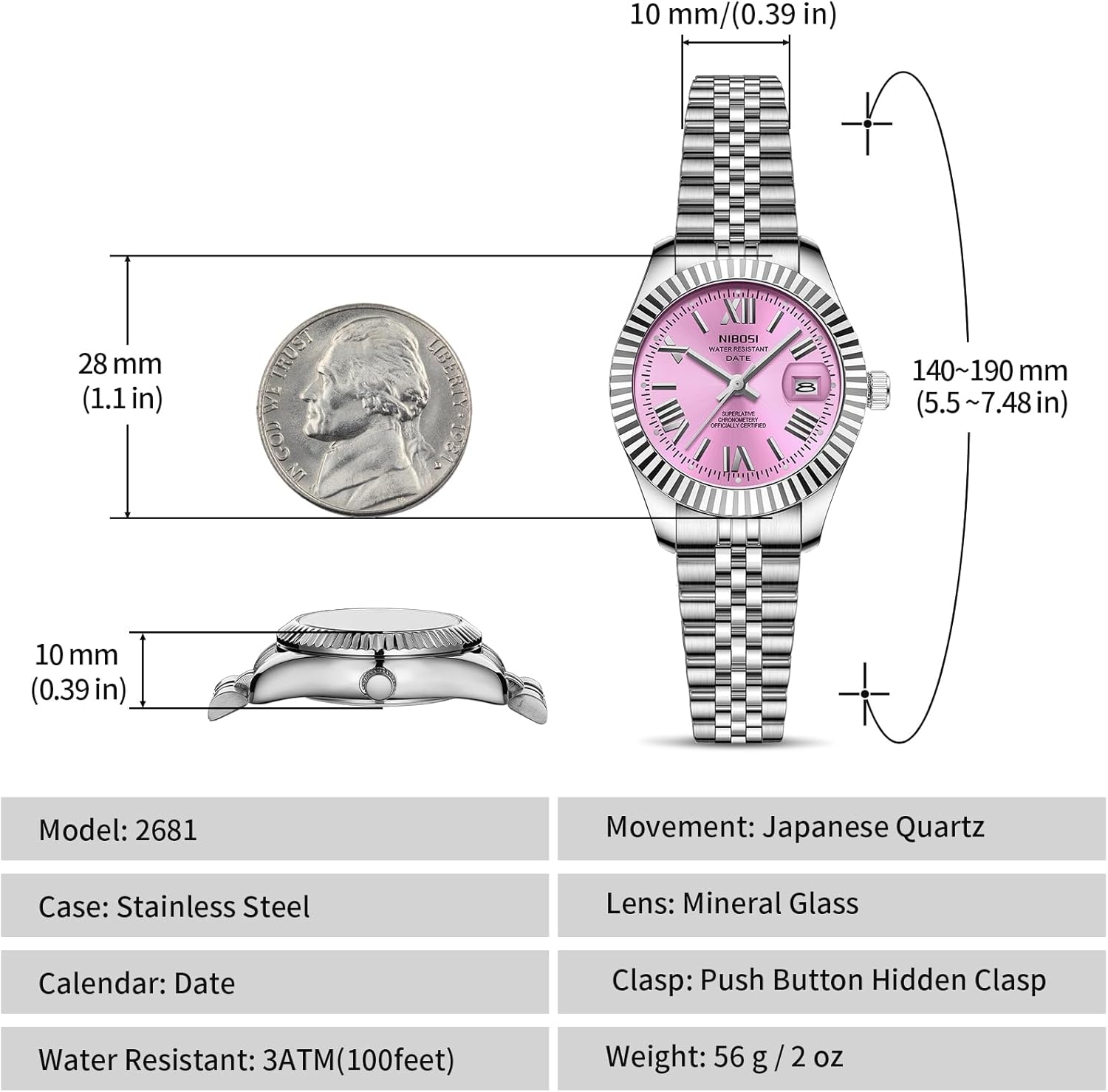 NIBOSI Watches for Women Analog Quartz Waterproof Ladies Wrist Watches with Date Dainty Fashion Luxury Stainless Steel Watch for Small Wrists Female Elegant Dress Women's Watch - Image 3
