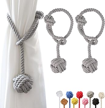 BFLKY Vorhang-Raffhalter Aus Seil Mit Herz-Anhänger - Handgewebt, 2er Set Für Zuhause & Büro