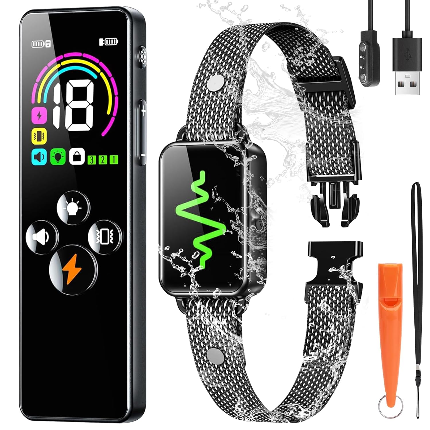 Dog Training Collar Dog Shock Collar with Remote Control 4 Training Modes Vibration Beep Shock IP67 Waterproof Keypad