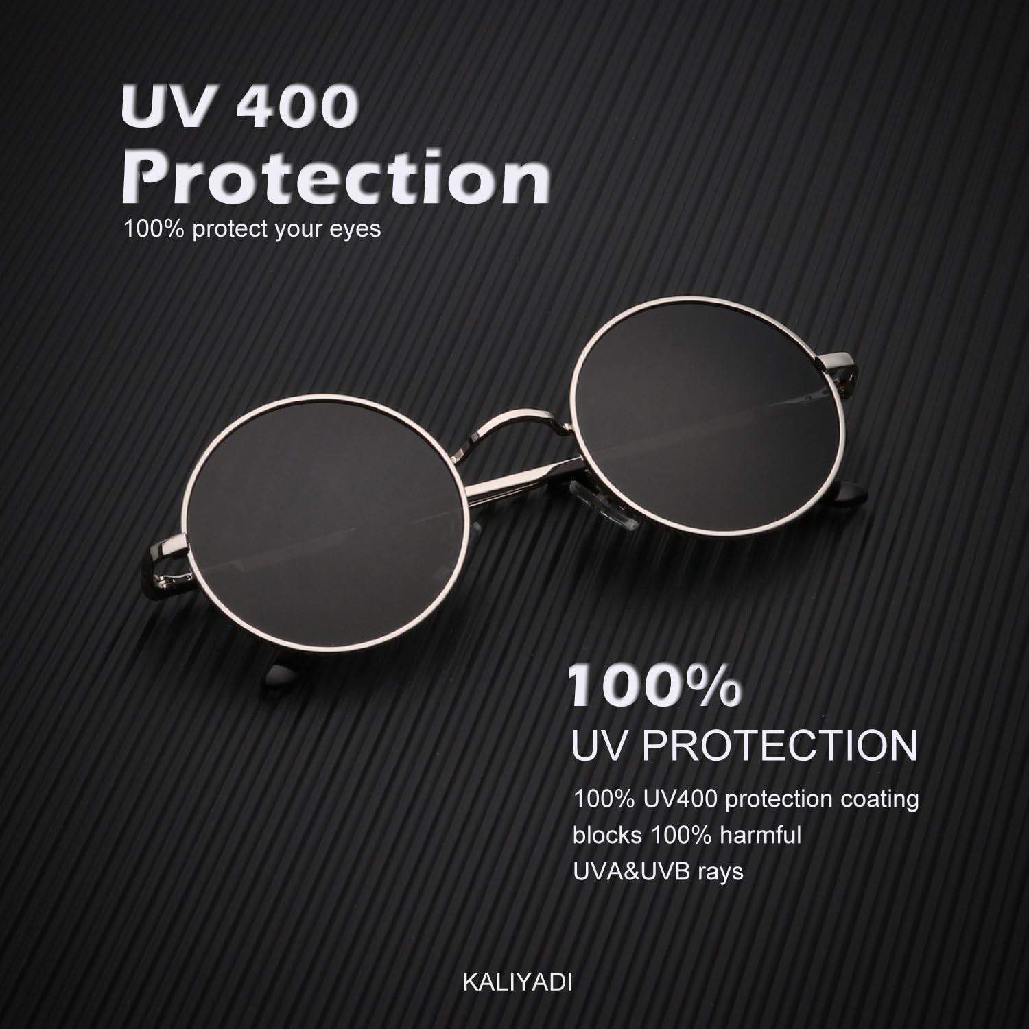 KALIYADI Round Polarized Sunglasses for Men Women Halloween Costume Retro Metal Hippie Circle Style Sun Glasses UV Protection