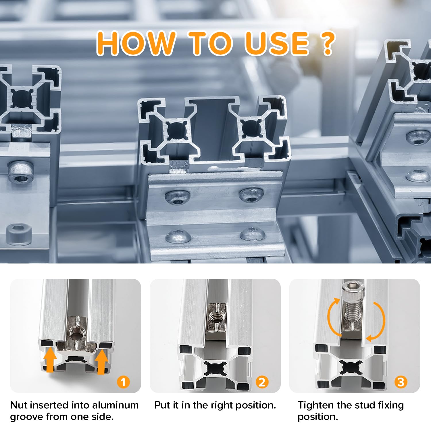 20 Pieces 30 Series M6 T-Nuts, Sliding T-Slot Nut Hammer Head Nut with T-Groove for 8 mm Slot 3030 3060 6060 Extruded Aluminium Profiles