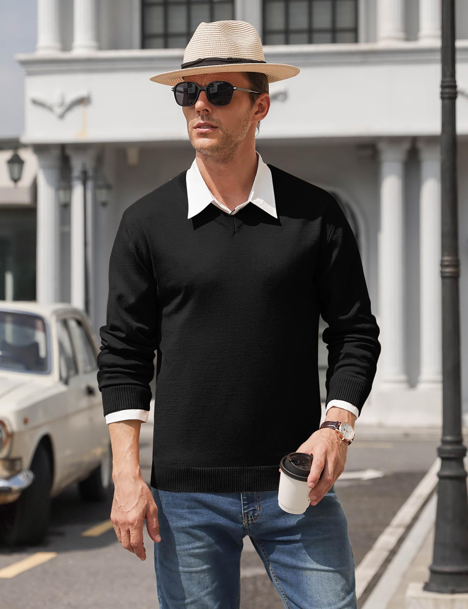 iClosam Maglione Uomo Invernali Scollo v Uomo Pullover Giacca in Maglia Maglione Pullover Invernale Tenere Caldo