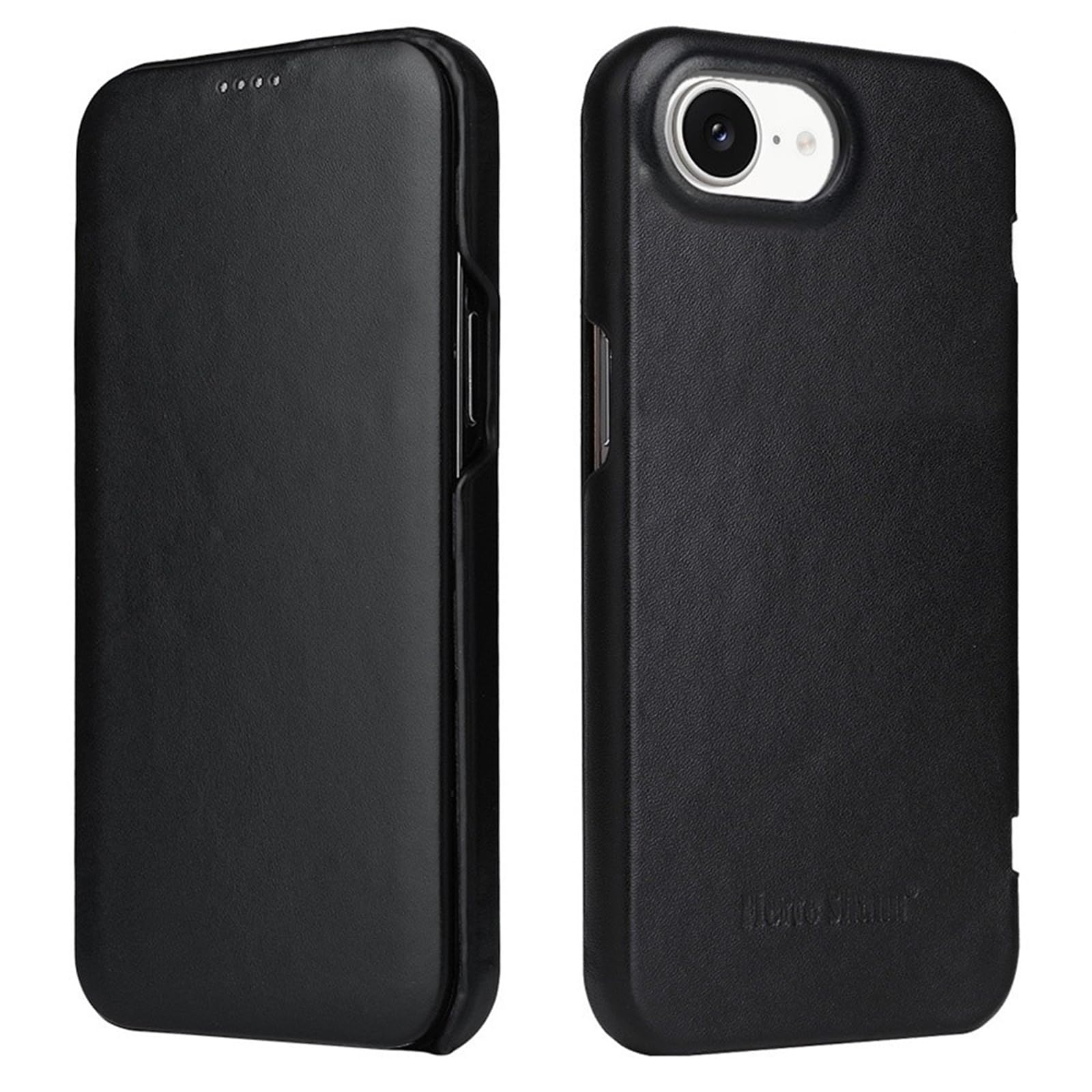 Housse cuir iPhone 16e noir protection fine style classique chic de bureau - 8