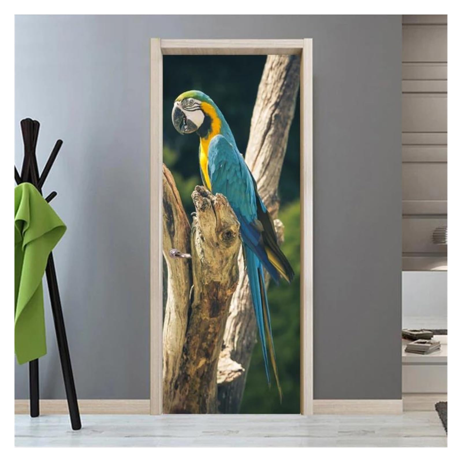 Autocollant de porte auto-adhésif motif animal 90x200cm papier peint G