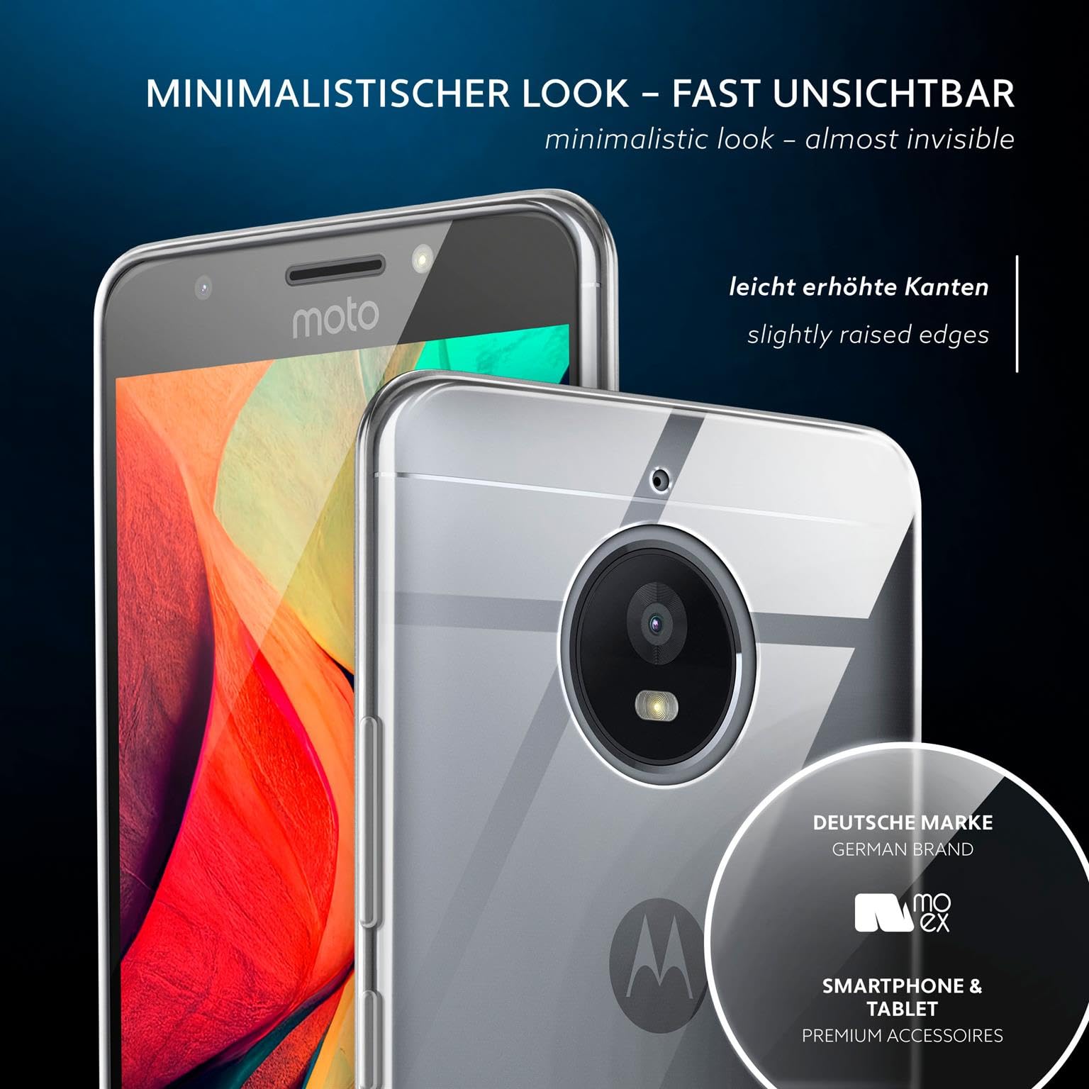 Custodia In Silicone MoEx Per Motorola Moto E4 Plus | Cover Trasparente + Pellicola In Vetro