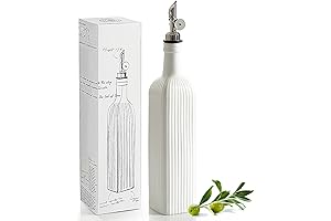 GetStar Ceramic Olive Oil Dispenser Bottle with Automatic Stainless Steel Pourer