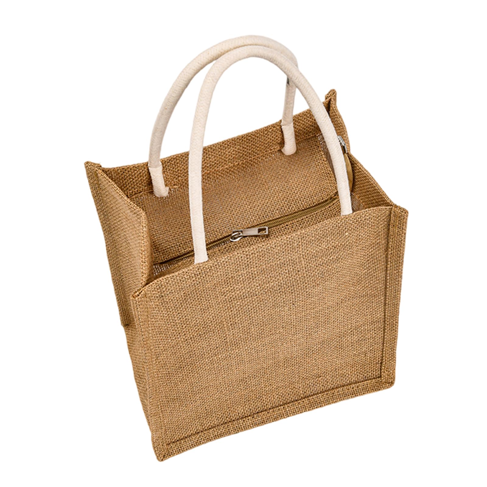 Enigmaire Hessian Personalised Beach Bag, Strong Jute Shopping Tote, Reusable And Stylish, With Zip, Waterproof, For Lunch, Beach