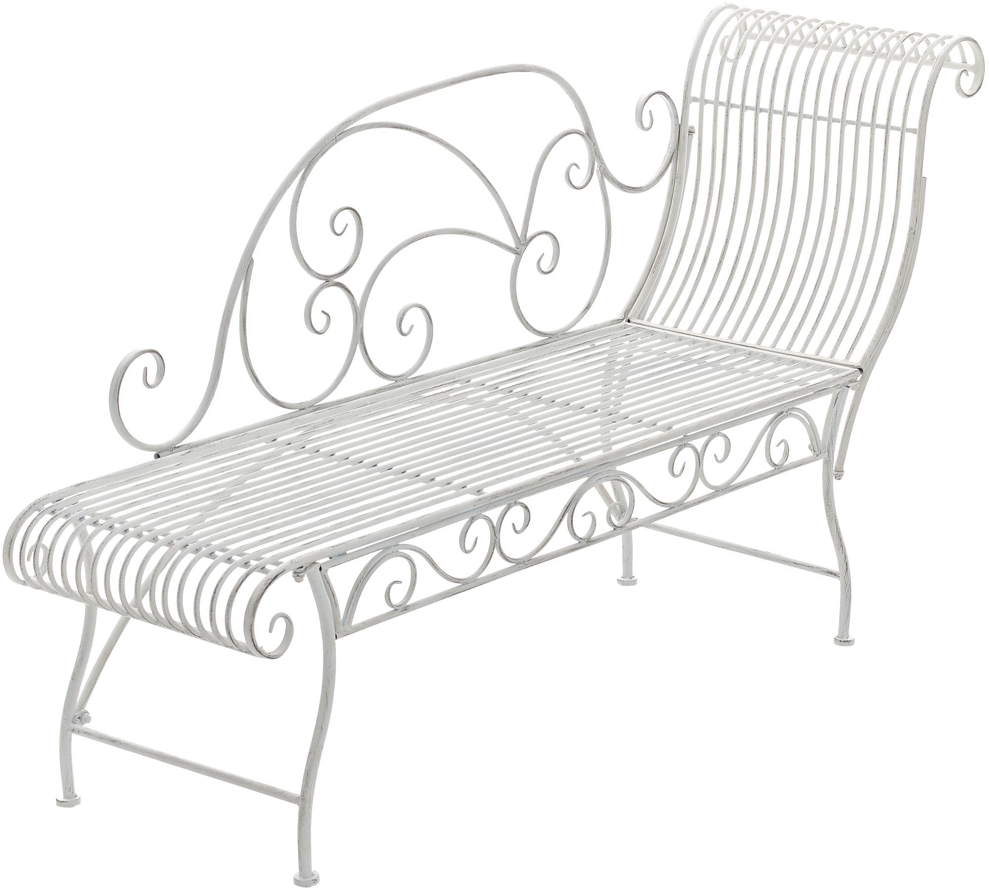 CLP Banc de Jardin Karma Style Art Nouveau avec Ornements, Chaise Longue extérieure capacité 160 kg Couleur Blanc Antique