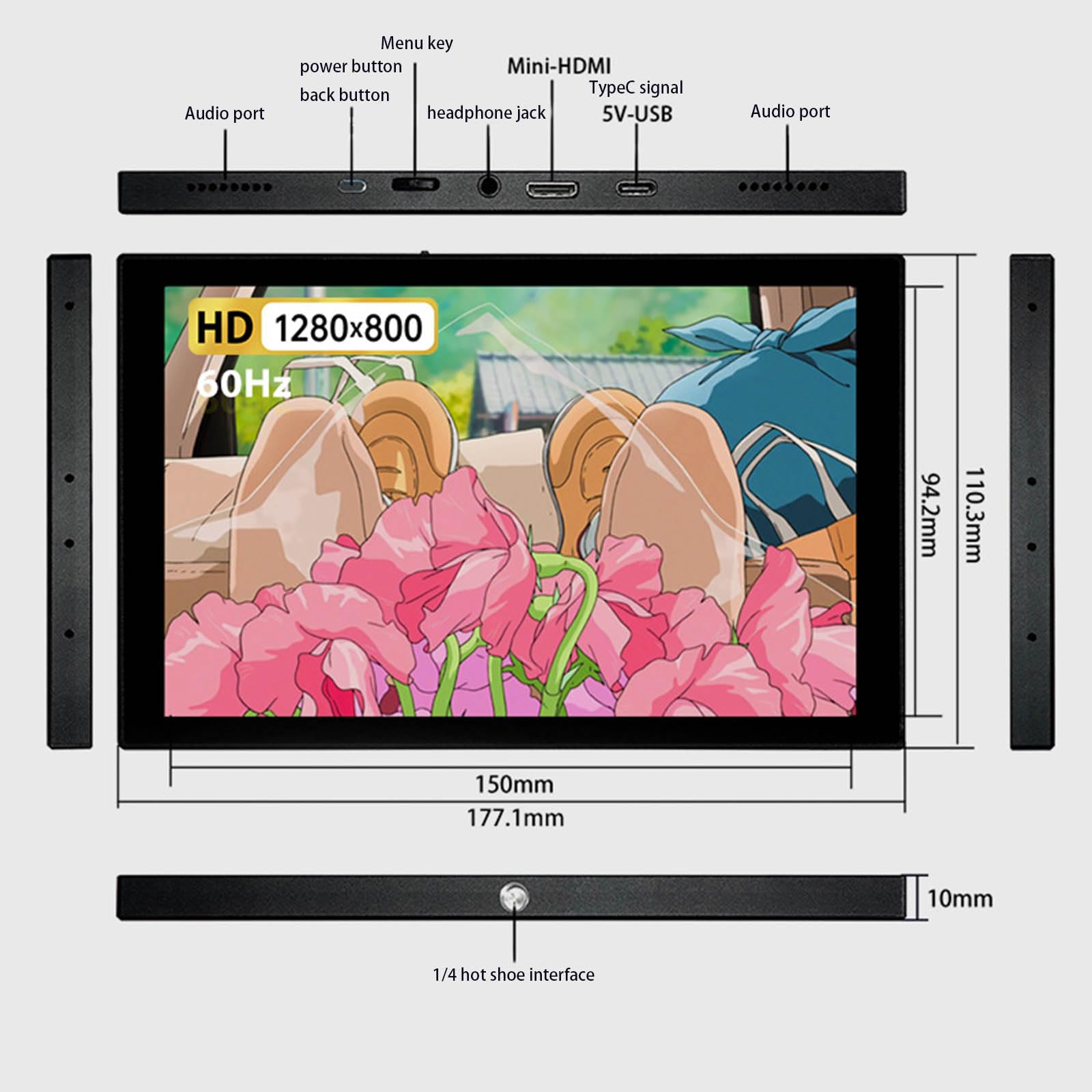 Schermo secondario portatile da 7 pollici 1280x800 per migliorare il multitasking e la produttività Monitor esterno di attività multiple