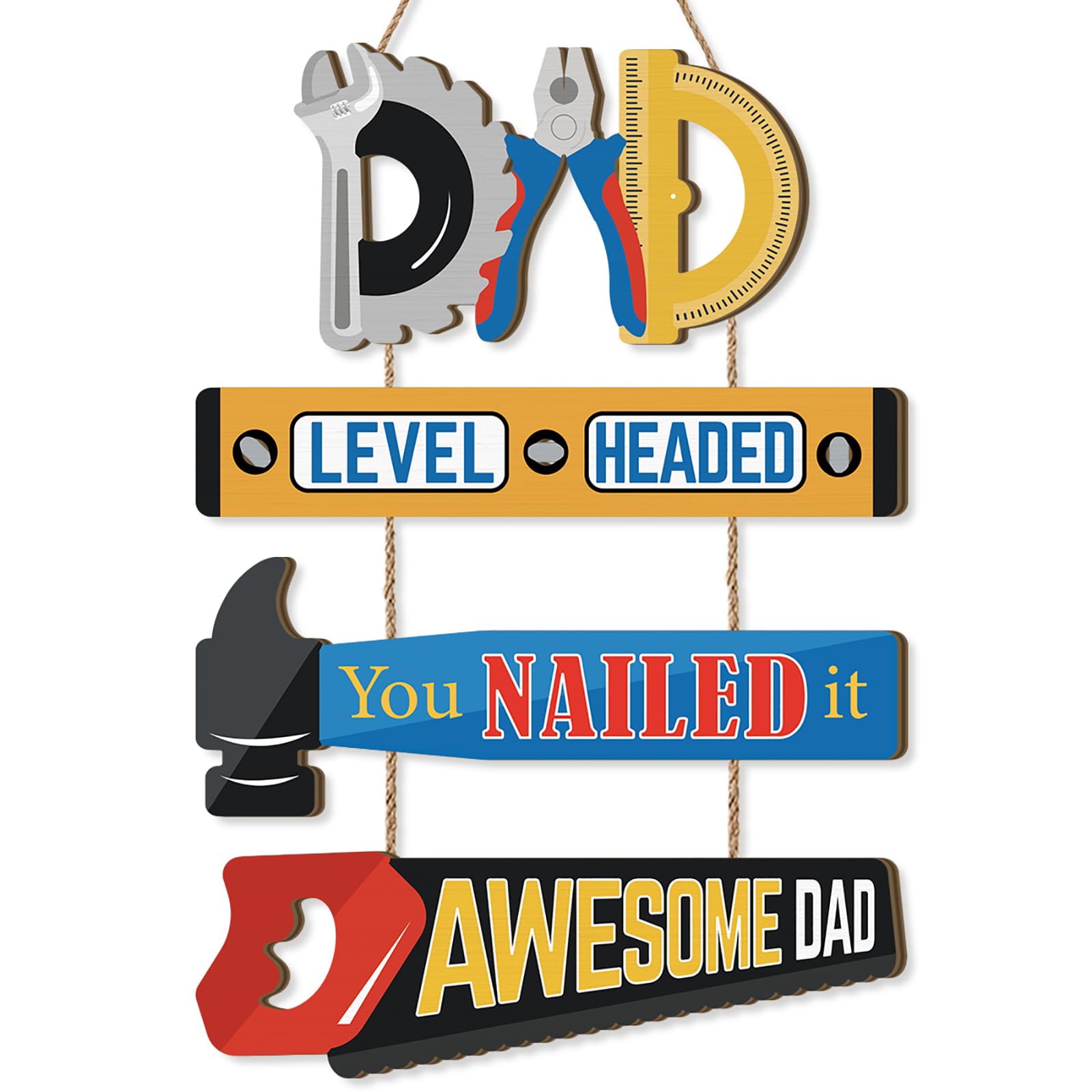 TOARTi Dad’s Workshop Sign for Father’s Day Gift Awesome Dad Level Headed You Nailed It Wall Hanging Plaque for Papa Vintage Garage Man Cave Funny Home Repair Fix Decorations