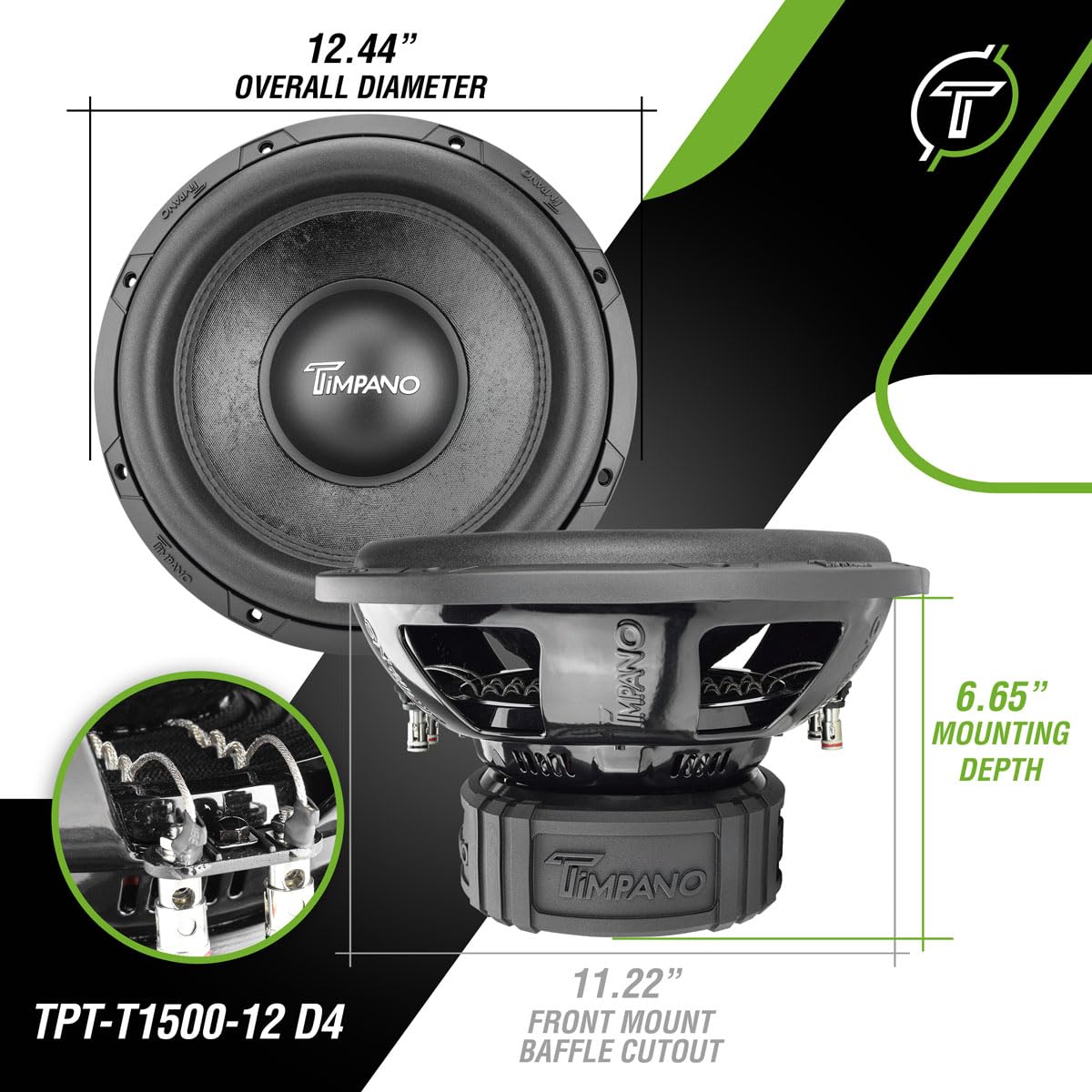 Amazon.co.jp: TIMPANO 12インチ サブウーファー D4 1600ワット 最大