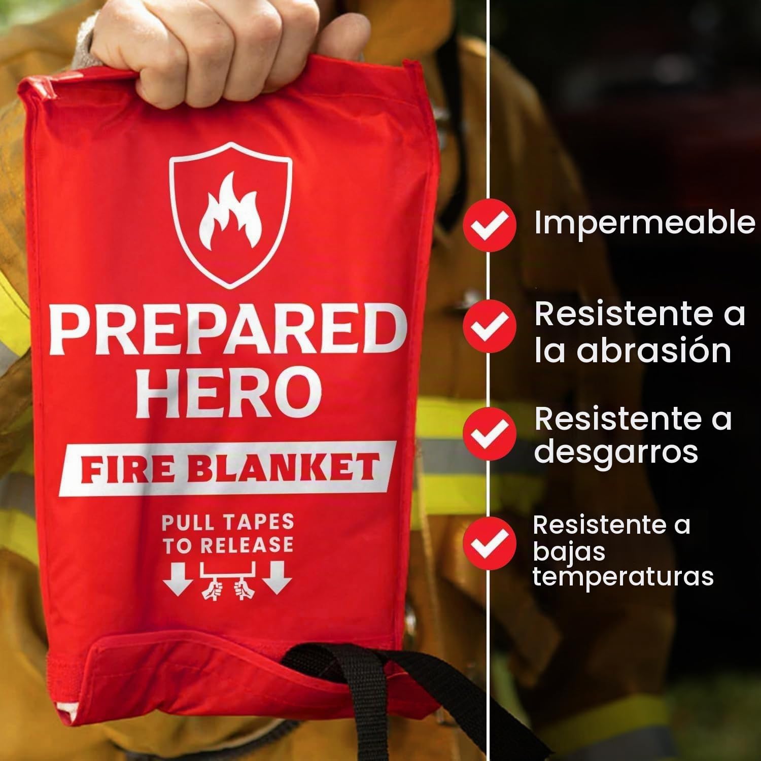 Prepared Hero manta de Emergencia contra Incendios, Paquete de 2, Manta de Extinción de Incendios para Cocina, Fuego-Resistente de 40 x 40 Pulgadas