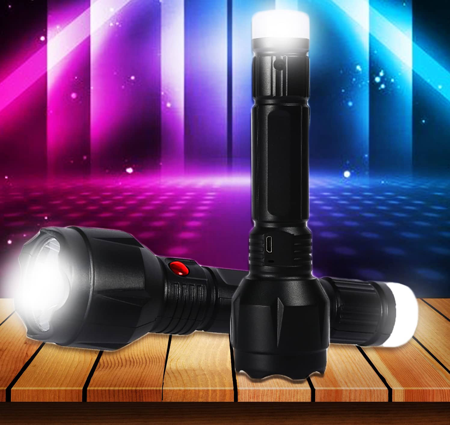 IDOLESHOP® Dual Mode Power Full Led Rechargeable Torch with Small Back Light Up to 400 Meter Range Torch Emergency Light (Small)-picture-55
