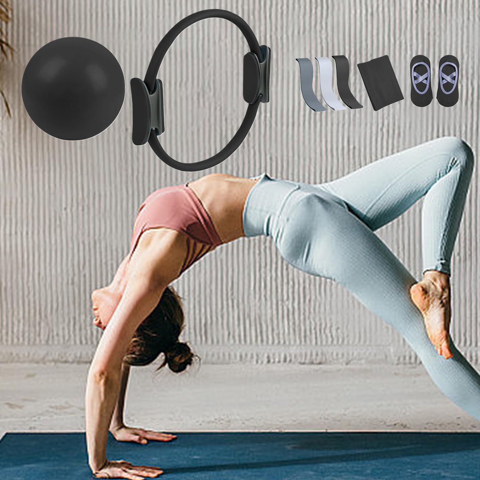Set Attrezzi Pilates, Set Anelli Palle Pilates Portatili, Kit Pilate Casa Donne Fascia Resistenza E Tonificazione, Kit Yoga Pilate Attrezzi Allenamento Casa Sets Per Yoga P-ilates