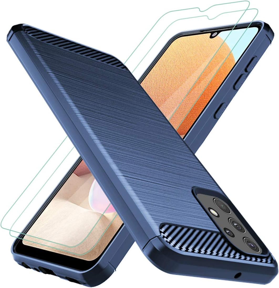 Osophter for Galaxy A32 4G Case,Samsung A32 4G Case with Screen Protector Shock-Absorption Flexible TPU Rubber Protective Cell Phone Cover for Samsung Galaxy A32 4G 6.4"(Navy Blue)