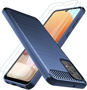 Osophter for Galaxy A32 4G Case,Samsung A32 4G Case with Screen Protector Shock-Absorption Flexible TPU Rubber Protective Cell Phone Cover for Samsung Galaxy A32 4G 6.4"Navy Blue
