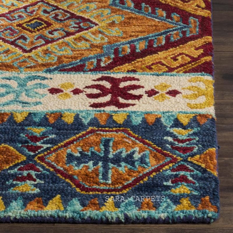 Image of Modern Abstract Hand Tufted Wool Floor Carpet for Home decore Living Room|Home and Bedroom & Hall 6x9 feet (180 x 270cm) Multi H8