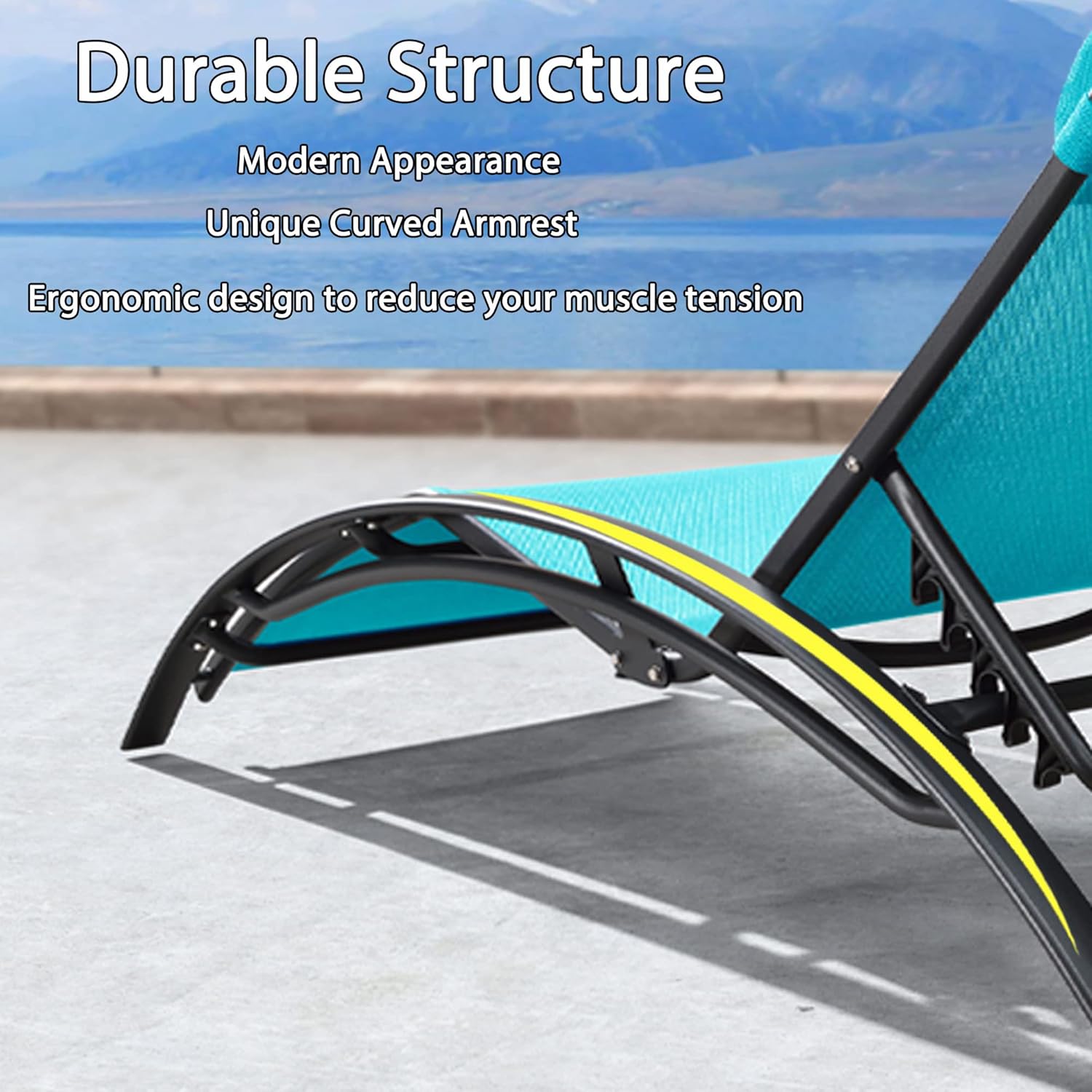 PURPLE LEAF Patio Oversized Chaise Lounge Chair Set with 2 Side Table Poolside Adjustable Recliner Chairs for Outside Beach Outdoor Pool Sunbathing Tanning Lounger