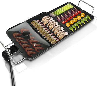AEWHALE 3-in-1 Electric Grill Plate,Tabletop Grill 2000W XL | Suitable for six people, non-stick coating, adjustable temperature, suitable for indoor and outdoor use