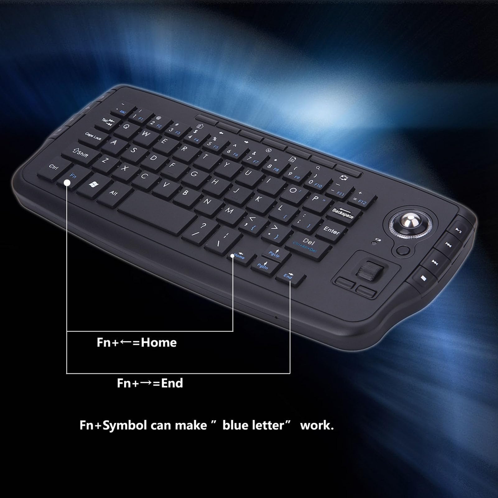 Sxhlseller Teclado Inalámbrico con Trackball y Teclas de Control Multimedia, para PC Box HTPC