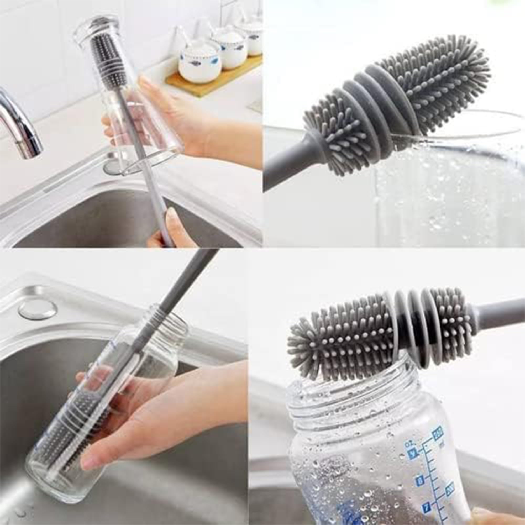 Silicone Bottle Brush - Long Handle Cleaning -2 Silicone Bottle Brush - Long Handle Cleaning -2