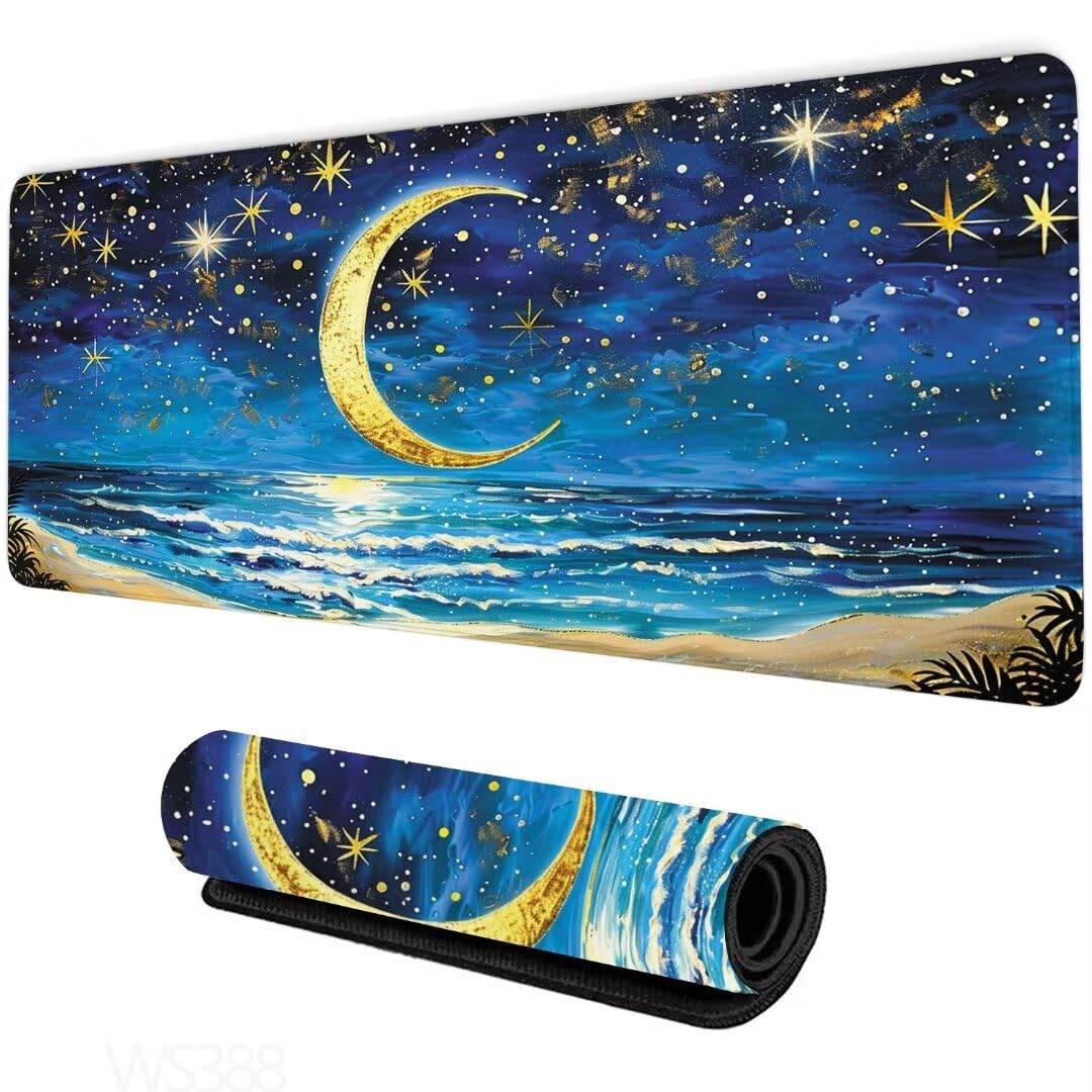 Alfombrilla Ratón XXL 1500x800x3mm, Alfombrilla Ratón cielo estrellado Alfombrilla Escritorio, Estrella Alfombrilla Raton, con Superficie Base de Goma Antideslizante, Alfombrilla Ratón Gaming WS-388