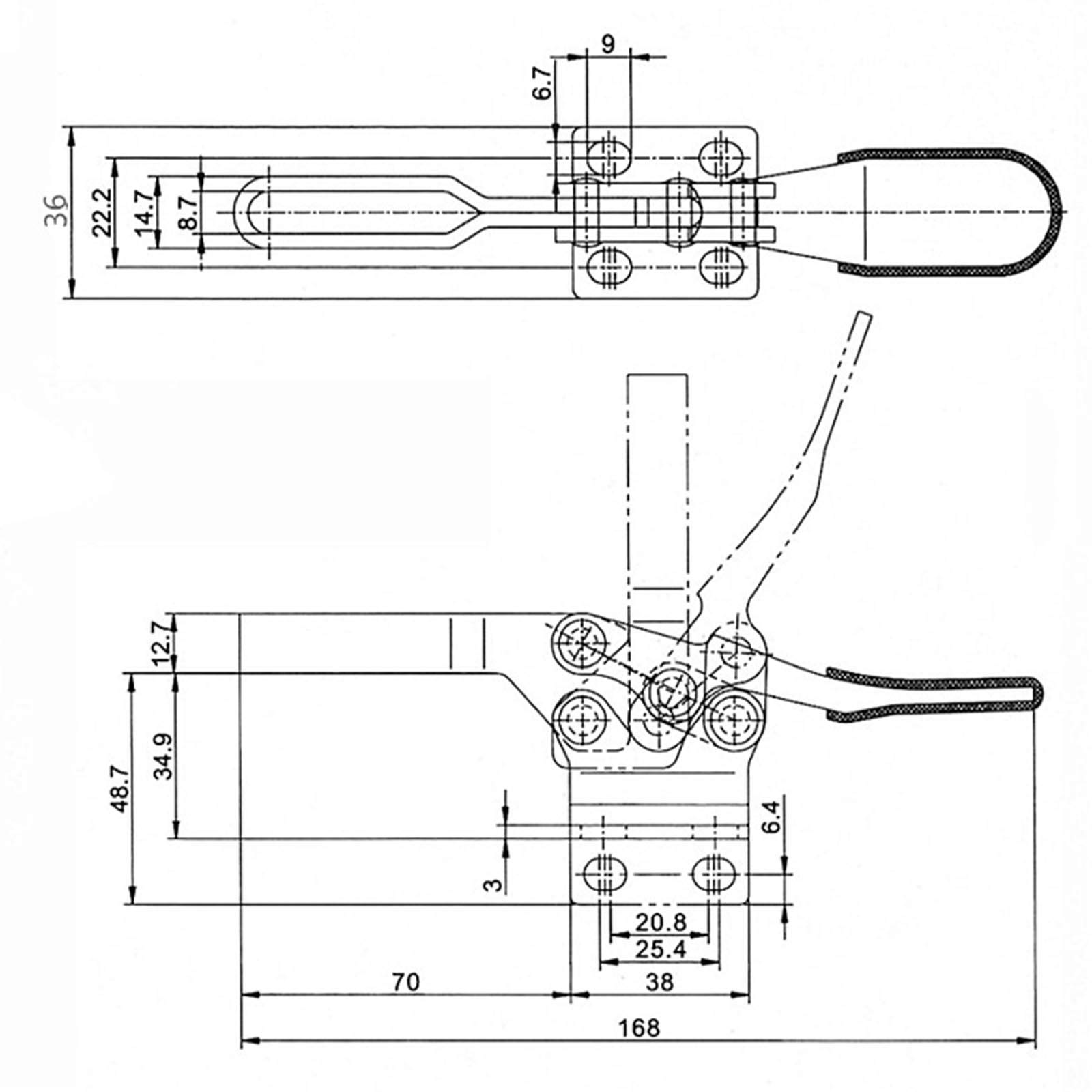 5pcs GH-225-D Barre Horizontale Bascule Clamp Kit de Libération Rapide Poignée Outil en Métal Tenant 230KG Capacité Frock Pince Machine Opération de Soudage