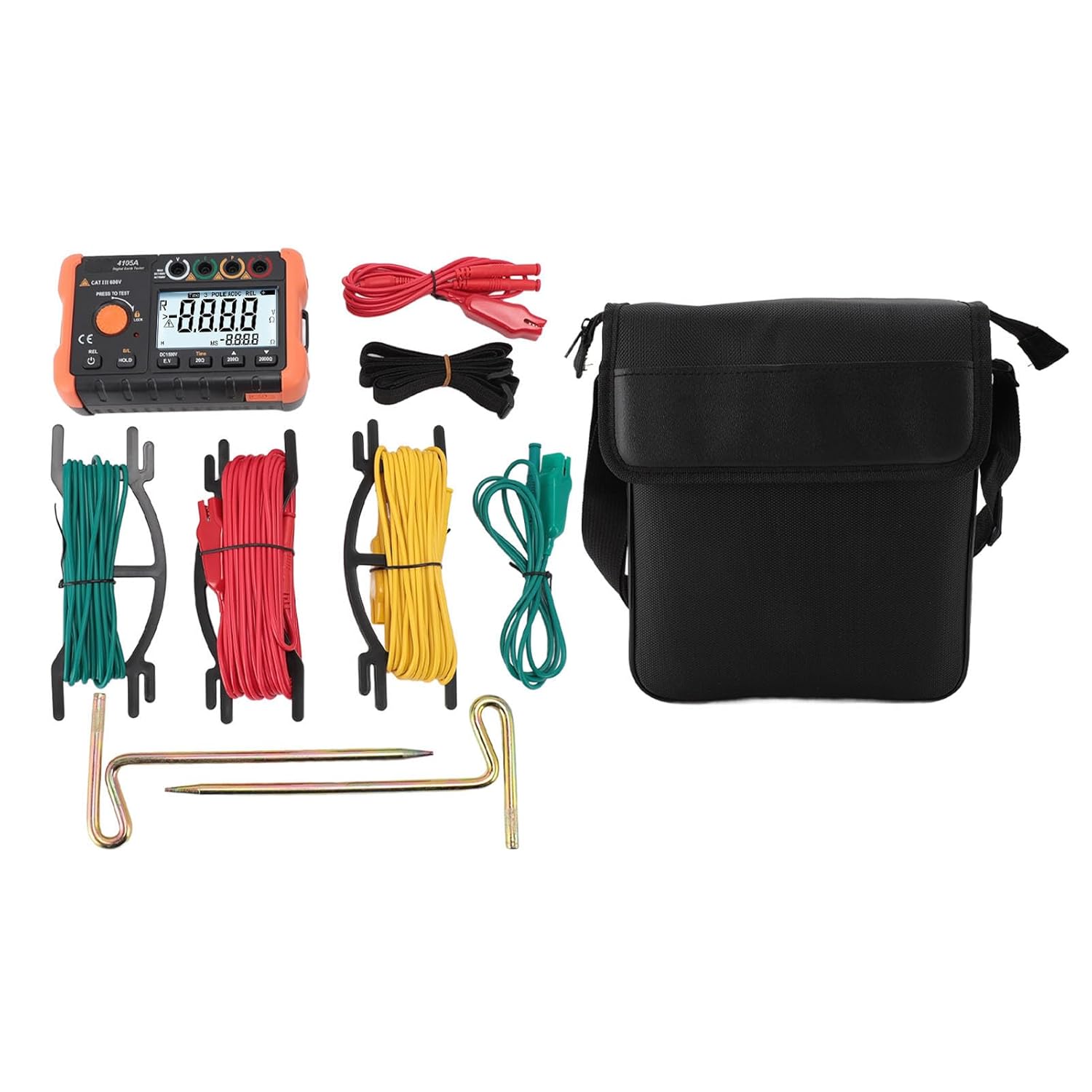 AUNMAS Ground Resistance Meter, High Voltage Measurement, Backlit LCD Display, Portable Tester for Electricians, 0.1Ω to 1999Ω, 0V to 1000V