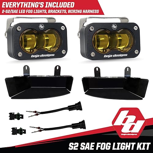 Miniatura 7 de Baja Designs S2 LED SAE Kit de luz de bolsillo antiniebla para Dodge Ram 25003500 2019+ Camión - Lente ámbar