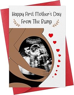 WaaHome Funny First Mothers Day Card for Mom, Happy 1st Mothers Day from the Bump Card with Photo Insert, First Mothers Day Pregnancy Gift Card for Mother To Be First Time Mom New Mom Mommy