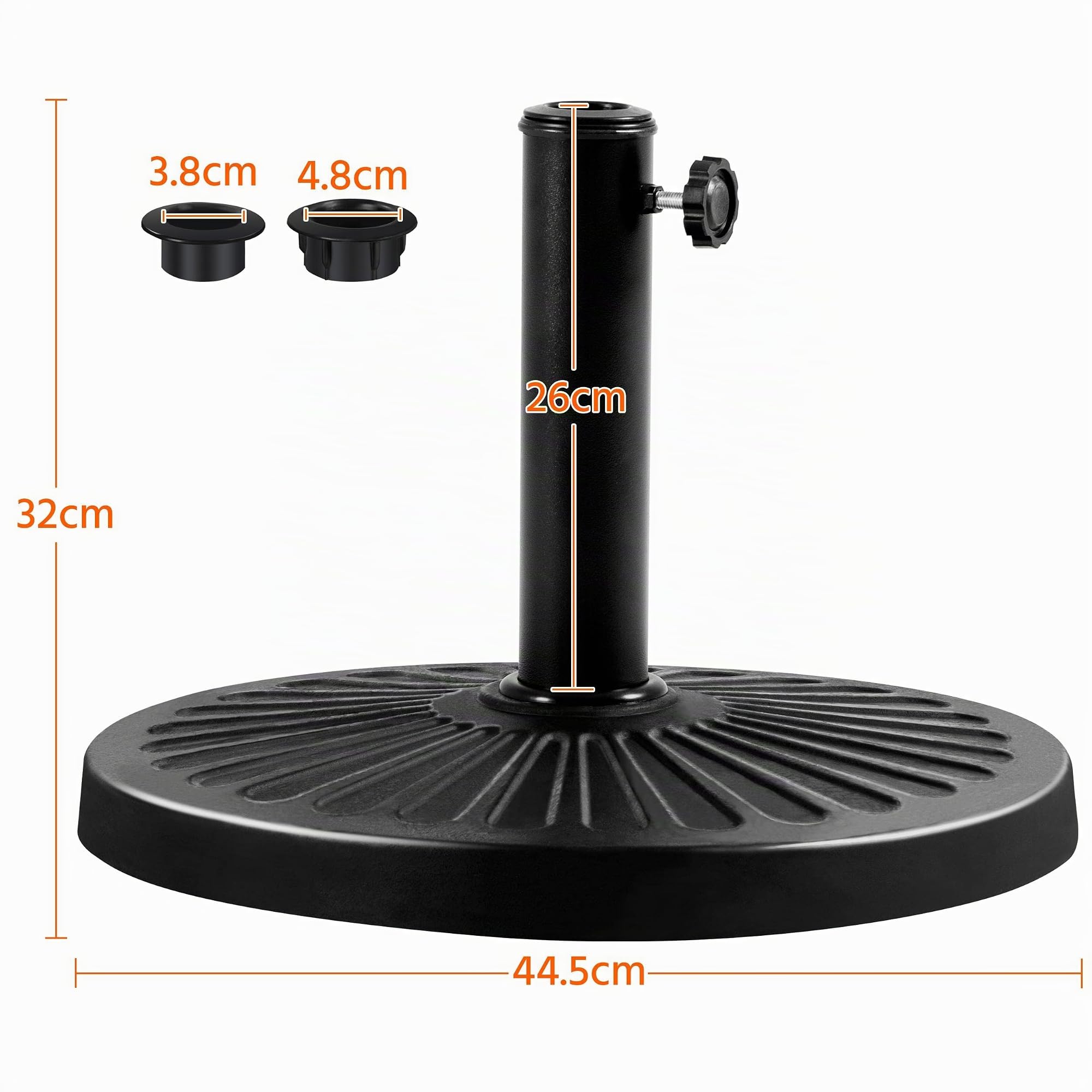 Abician Pied de Parasol Rond 10 kg Socle de Parasol en Résine Style Vintage Accessoire d'extérieur pour Jardin Restaurant Terrasse Piscine Noir/Vignes