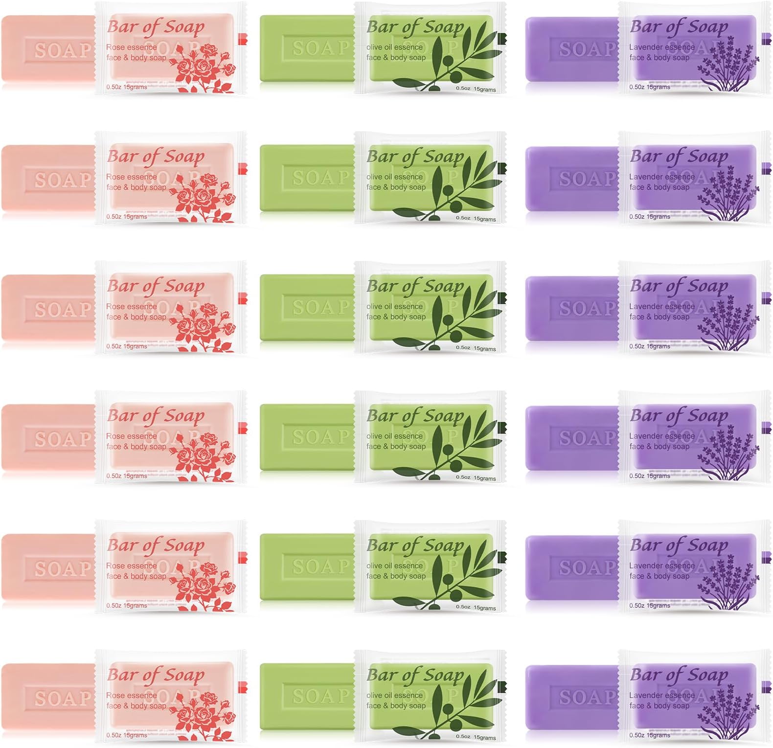 Bulk Bar Soap Travel Mini Soap Bars Bulk 0.5 oz,Guest Soaps Small for Bathroom, Hotel Soap Bars for Hotel Hospitality Homeless(Olive Oil,Lavender and Rose,Pack of 15)