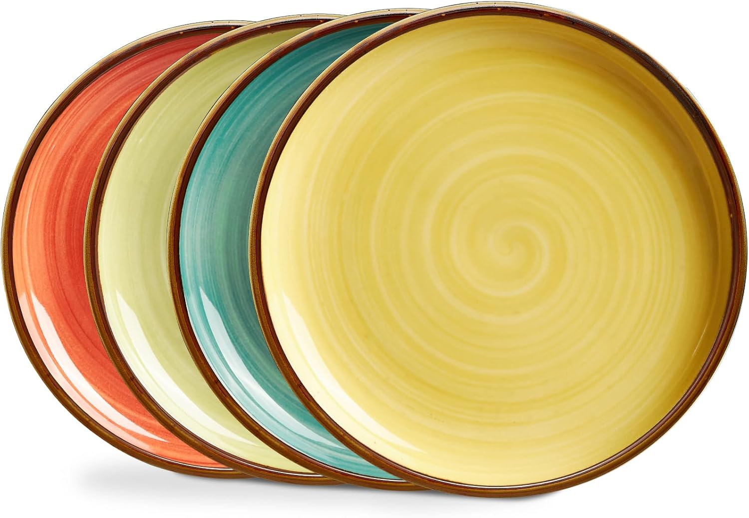 ONEMORE Porcelain Dinner Plates 8.5 inch Dessert Salad Plates Ceramic Plates with Speckle Serving Dishes Set of 4, Microwave, Oven and Dishwasher Safe