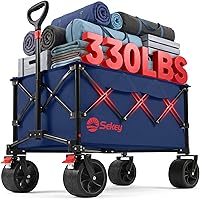 Vista 9 de Sekey Carros plegables de 150 litros con ruedas de playa grandes All-Terrian, carro plegable resistente, carro plegable extragrande, carro plegable