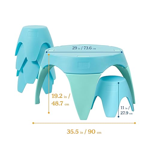 Miniatura 2 de ECR4Kids Ayana - Juego de mesa y taburete, muebles para niños, azul cianaguamarina, 5 piezas