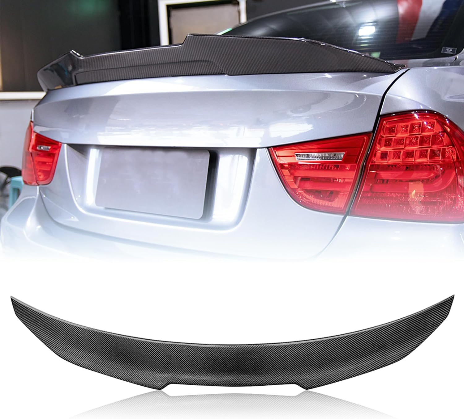 Real Carbon Fiber Trunk Spoiler Wing Compatible with BMW 3 Series E90 Sedan E90 M3 Rear Spoiler 2005-2012 (DN Type)