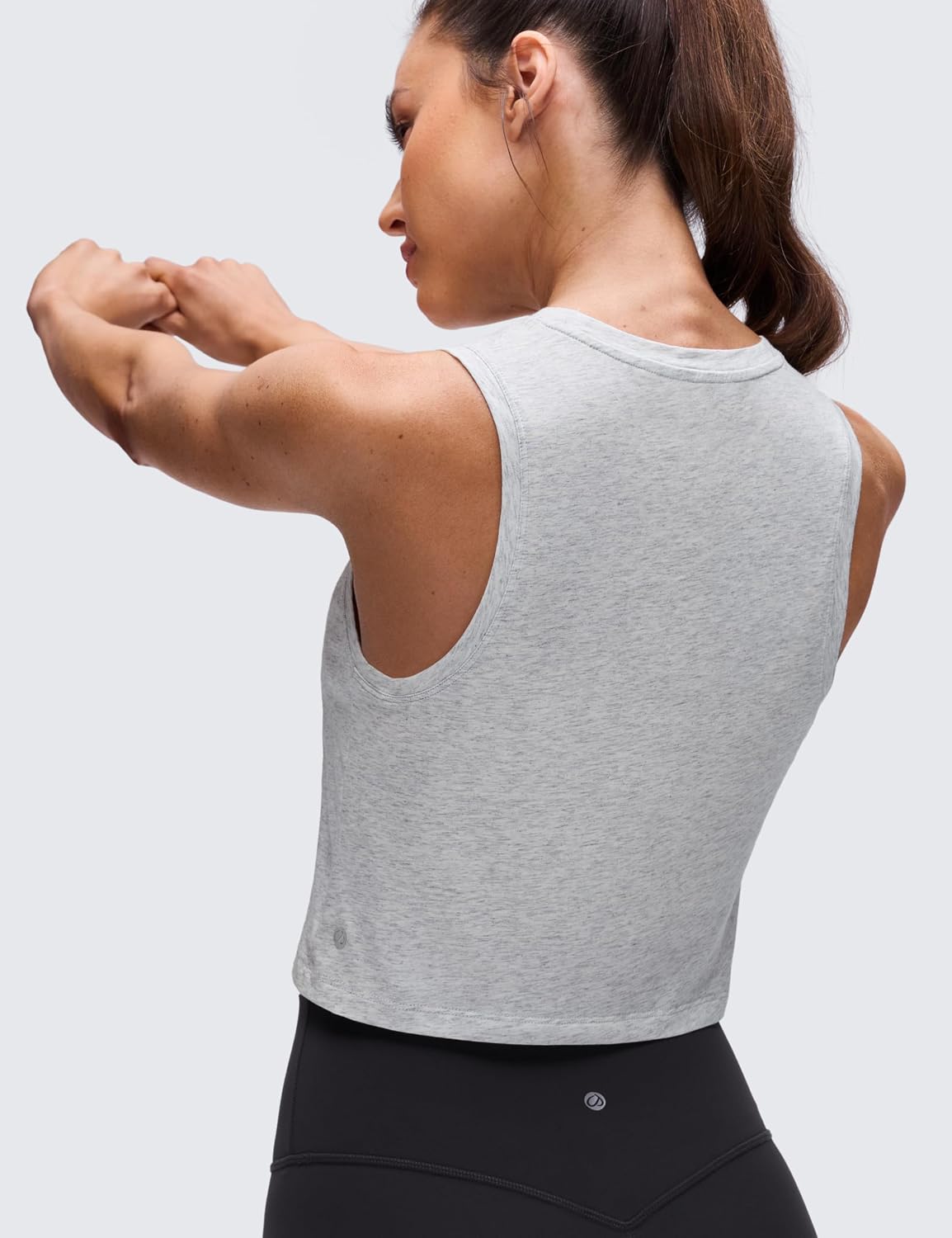 CRZ YOGA Pima Cotton Crop Crewneck Tank Tops for Women - Workout Sport Athletic Casual Yoga Soft Comfort Sleeveless Shirt