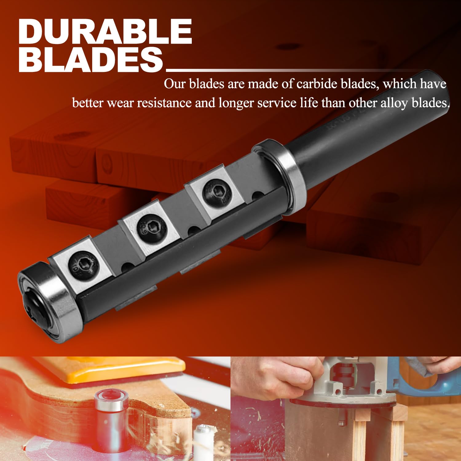 1/2'' Shank Flush Trim Router Bit Top and Bottom Double Bearings Trim Router Bit, 1/2 Pattern Template Flush Trim Bit 2.36" Cutting Length for Woodworking Trimming