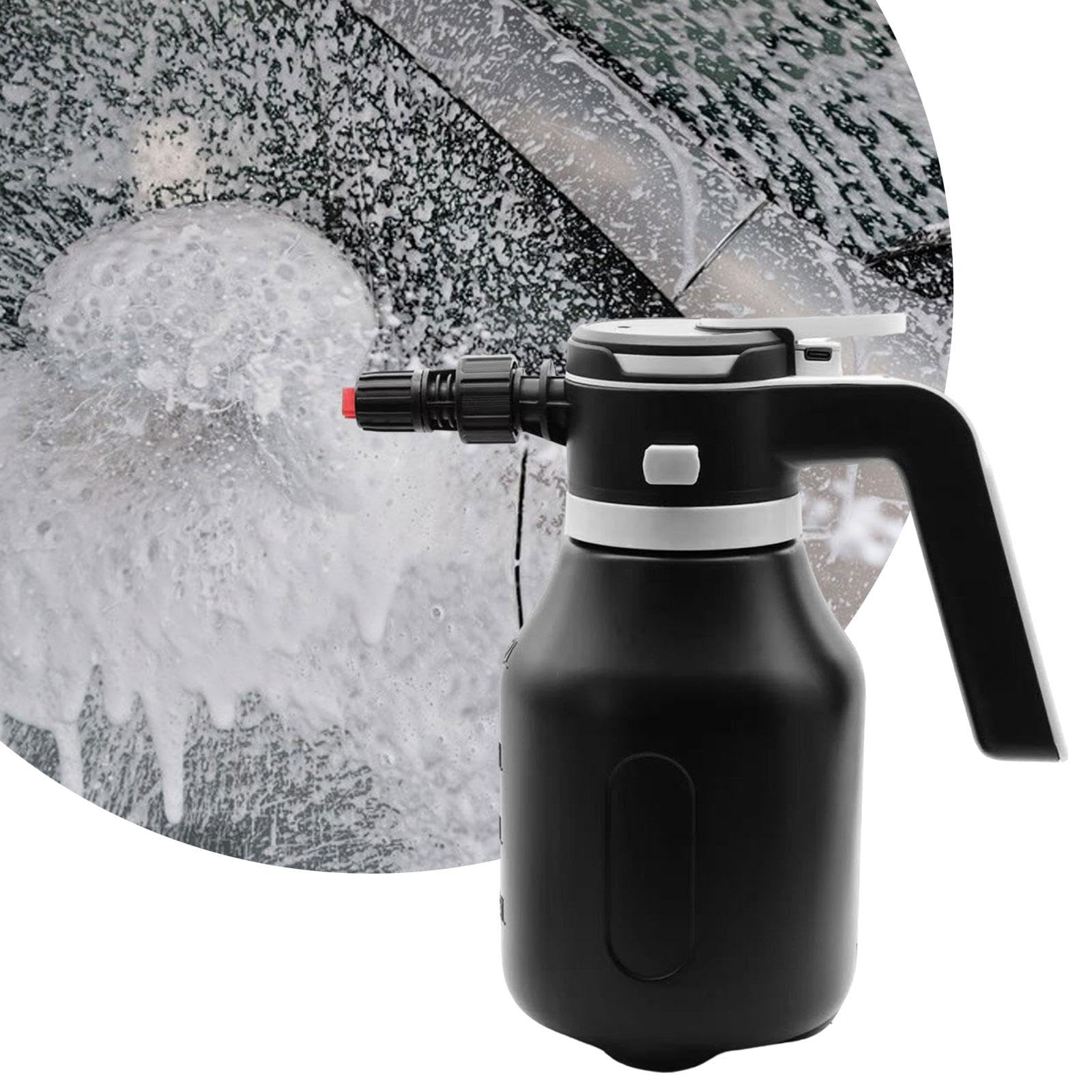 Electric Foam Sprayer Elektrischer Schaumsprüher Drucksprühflasche Handgerät Material für Autopflege Haushaltsreinigung Gartenarbeiten, Schwarz