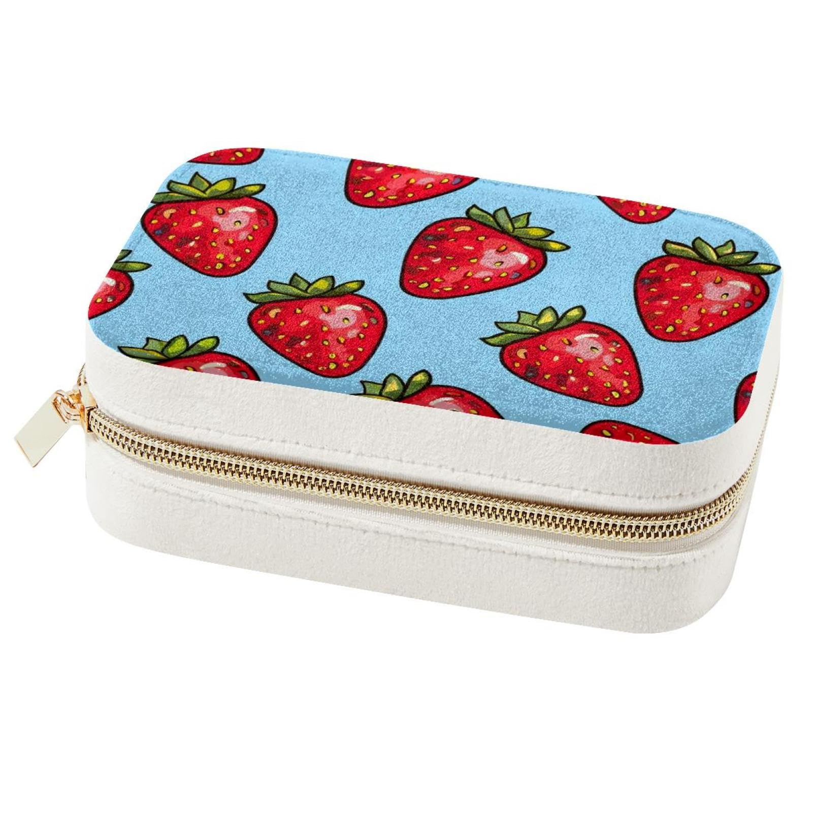 Boîte à bijoux portable fraises anti-noeud pour collier et bague