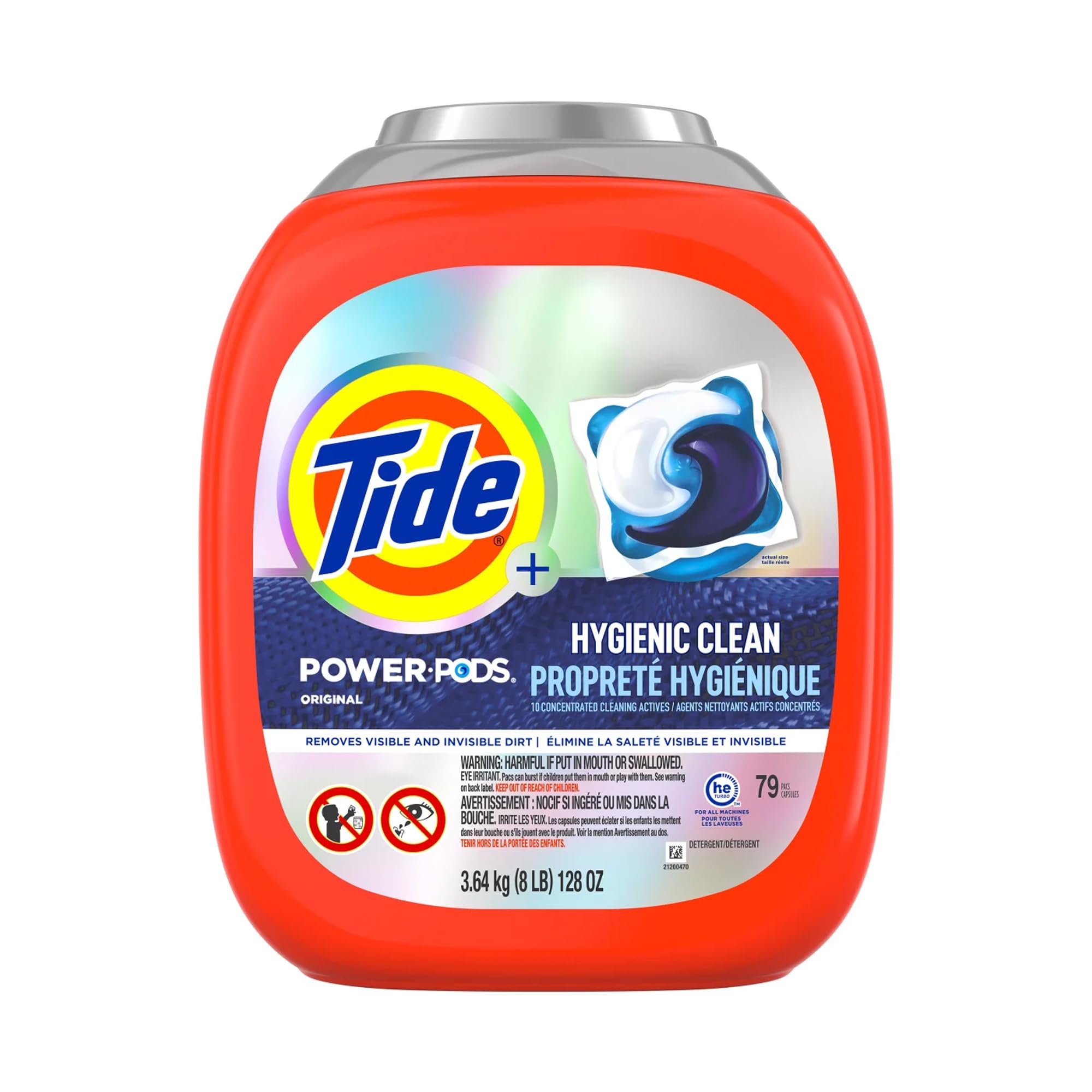 Tide Hygienic Clean Heavy 10x Duty Power Pods Laundry Detergent Pacs, Original, For Visible and Invisible Dirt (79 Tablets 3.64Kg)