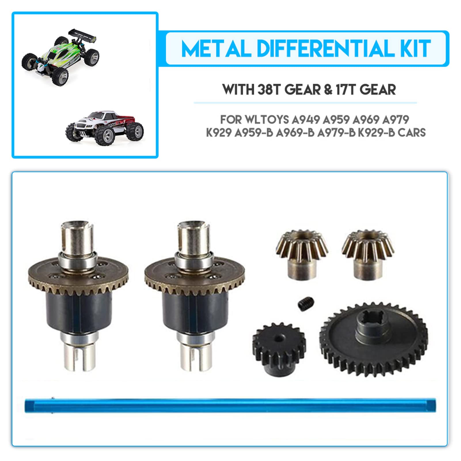 Amazon.com: 1/18 RC Car Metal Differential Kit 38T Gear 17T Gear