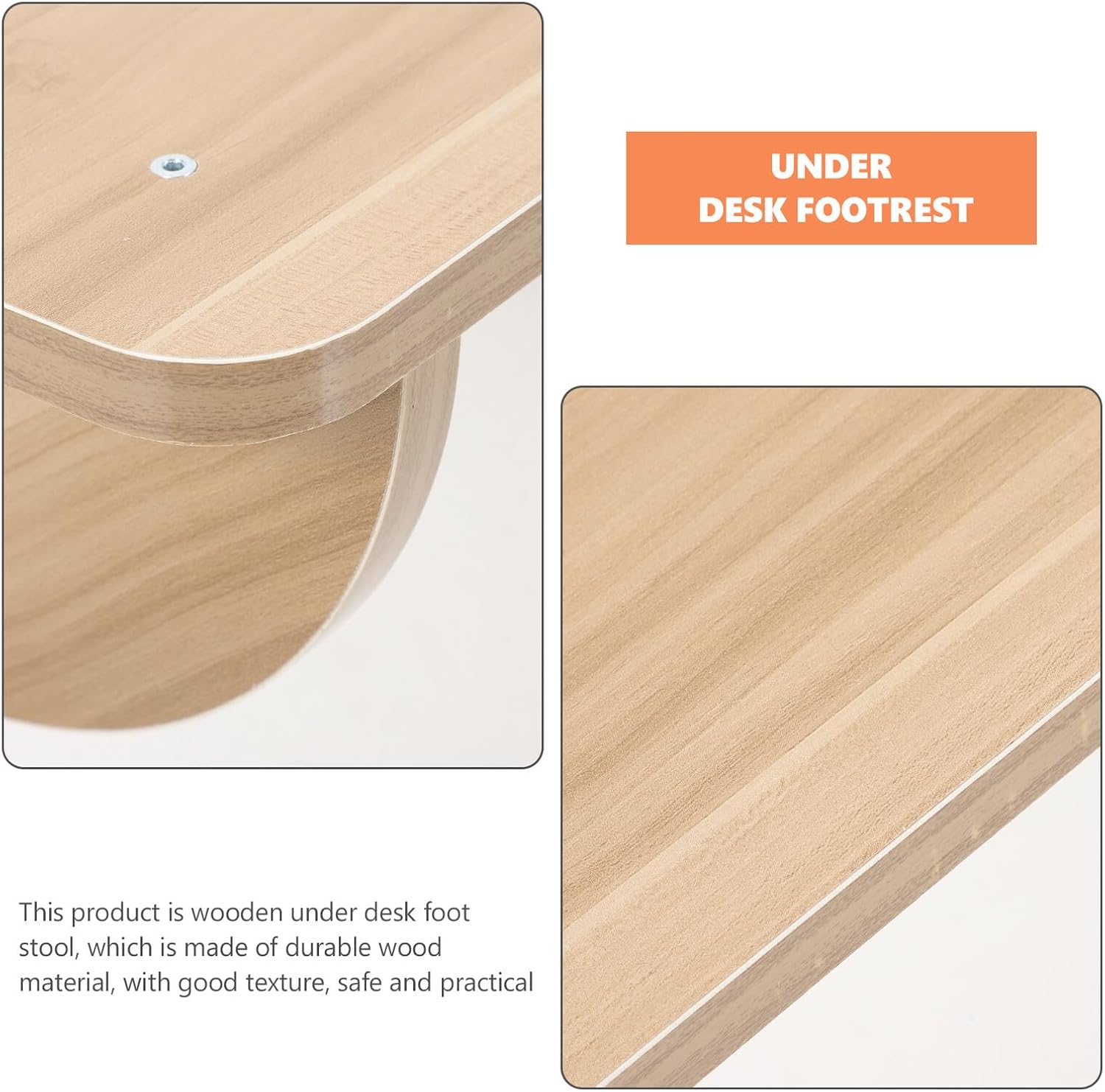 SOLUSTRE Wooden Footrest Under Desk Office Foot Stool Stable Ergonomic Design for Posture Support and Circulation Medium with Rocking Massage Function Random Color