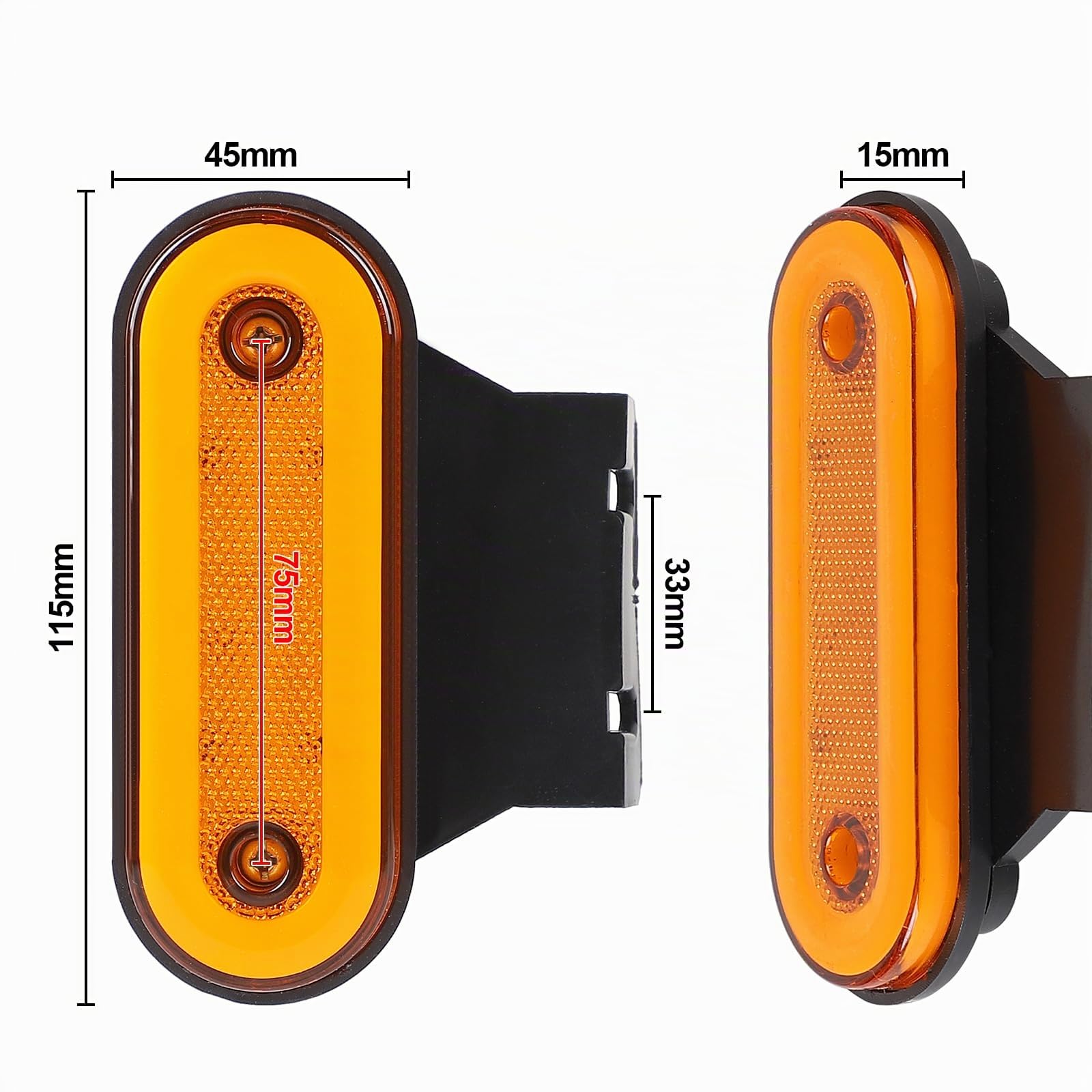 CPROSP Luci di Ingombro LED Arancione 12V/24V - 4 Pezzi | Indicatori Laterali Highbright 1200lm | IP67 Impermeabili | per Rimorchi Furgoni Camion Roulotte | Installazione Facile